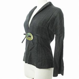 VALENTINO roma ノーカラージャケット ブレザー リネン混 麻混 シェルボタン 黒 約M 国内正規品 0722 GY09