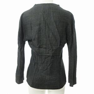 VALENTINO roma ノーカラージャケット ブレザー リネン混 麻混 シェルボタン 黒 約M 国内正規品 0722 GY09