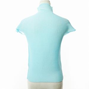 PLEATS PLEASE ISSEY MIYAKE イッセイミヤケ プリーツ カットソー 半袖 ハイネック 水色 3 0718 GY09