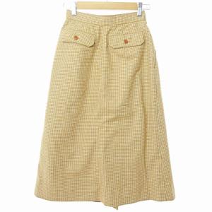 Christian Dior ヴィンテージ ロング スカート 千鳥格子 チェック柄 ラップ調 オレンジ M 0715 GY09