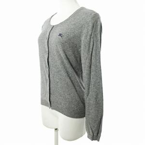 BURBERRY BLUE LABEL カーディガン ニット 長袖 カシミア混 ロゴ刺? グレー 38 0712 GY09