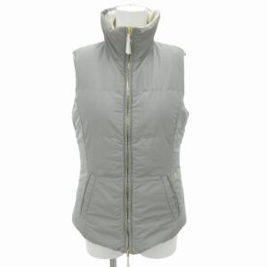 ダウンベスト ジャケット リバーシブル 総柄 34 XS 白 ホワイト グレー