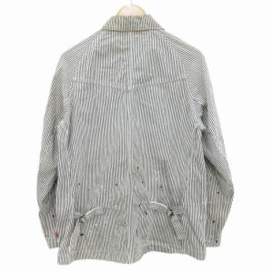 NEIGHBORHOOD カバーオール ジャケット ヒッコリー ストライプ柄 M 白 ホワイト 紺 ネイビー