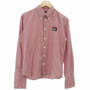 ボタンダウンシャツ 長袖 ギンガムチェック柄 46 S 赤 レッド