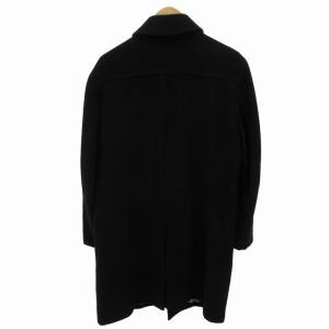 BURBERRY BLACK LABEL ステンカラーコート ウール カシミヤ混 比翼 裏地ノバチェック L 黒 ブラック GY09