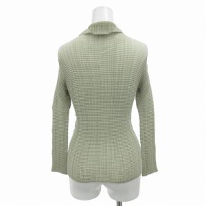 ISSEY MIYAKE カーディガン ニット 蛇腹 無地 薄緑 ライトグリーン