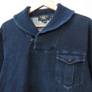 RRL インディゴ ショールカラー トレーナー 裏毛 スウェット S 紺 ネイビー