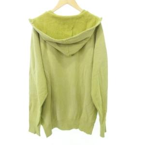 WAREHOUSE 美品 近年モデル 後付けパーカー 加工 裏起毛 フード付き 無地 ストレッチ 長袖 薄手 Lサイズ 黄色 イエロー