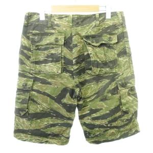 THE REAL McCOY'S 美品 ハーフ ショートパンツ タイガーカモ カーゴ 迷彩柄 ボタンフライ 薄手 Lサイズ カーキ