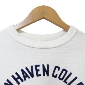 WAREHOUSE Tシャツ 半袖 フロッキープリント カットソー クルーネック 丸胴 M 白 ホワイト X