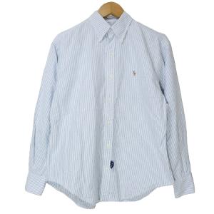 SPORT ボタンダウン シャツ 長袖 ストライプ ポニー ワンポイント刺? 4 S相当 ブルー ホワイト GY99 X