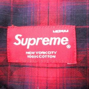 Supreme ダイヤモンドプレイド チェックシャツ 長袖 トップス ポケット付き M レッド