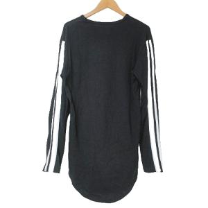 NUMBER (N)INE DENIM Tシャツ 長袖 ロンT カットソー 袖ライン ワンポイント ラウンドカット クルーネック 大きいサイズ XL 黒