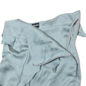 GIORGIO ARMANI ベア ワンピース ミニ シルク100% フリル 38 S相当 グリーン 緑 X