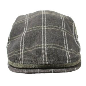 Borsalino 美品 帽子 ハンチング リネン チェック L 58cm 茶 ブラウン X