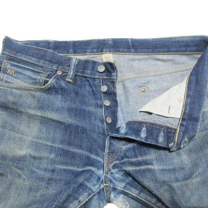 RRL ラルフローレン デニム パンツ ロゴ刺繍 ジーンズ スリムフィット USA製 赤耳 セルビッチ ボタンフライ 34×32 175