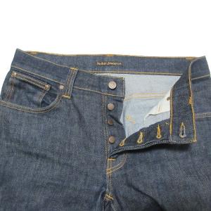 Nudie Jeans grim tim デニムパンツ ジーンズ テーパード ボタンフライ ストレッチ オーガニックコットン W34 L32 ネイビー