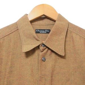 Christian Dior MONSIEUR 美品 ヴィンテージ シャツ 長袖 胸ポケット L 赤茶系 AAGY09 X