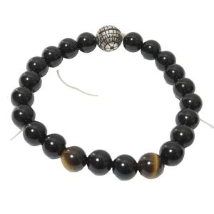 JAM HOME MADE スターウォーズ デススター ビーズ ブレスレット シルバー オニキス タイガーアイ アクセサリー onesize ブラック系
