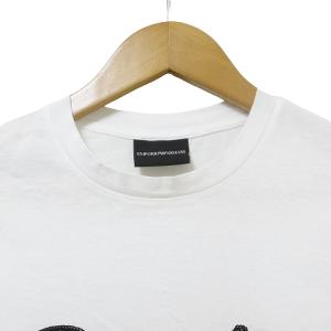 EMPORIO ARMANI 美品 近年 エンベリッシュメントTシャツ 半袖 カットソー ロゴ スパンコール クルーネック XS 180