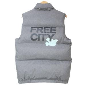 FREECITY ダウンベスト ジップアップ プリント 1 S グレー X