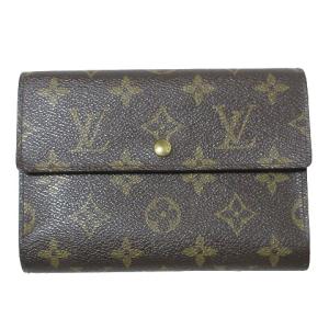 モノグラム ポルトトレゾール エテュイ パピエ 三つ折り財布 小銭入れあり 茶 ブラウン X