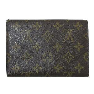 LOUIS VUITTON モノグラム ポルトトレゾール エテュイ パピエ 三つ折り財布 小銭入れあり 茶 ブラウン X