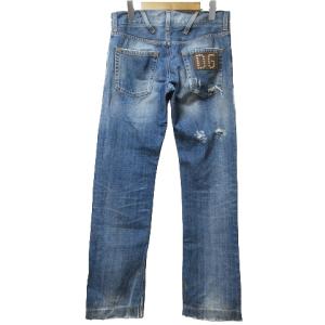 DOLCE&GABBANA デニム パンツ ダメージ加工 ジーンズ ストレート ボタンフライ 46 M相当 ブルー 青 IBO58 X