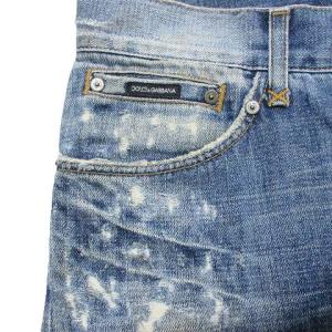 DOLCE&GABBANA デニム パンツ ダメージ加工 ジーンズ ストレート ボタンフライ 46 M相当 ブルー 青 IBO58 X