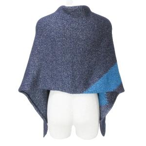 FENDI 美品 マフラー ポンチョ 2way ウール シルク ニット ロゴ 紺 ネイビー IBO58 X