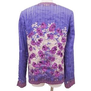 ETRO 花柄 ノーカラー ジャケット 42 パープル