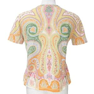 ETRO 美品 半袖 Ｔシャツ カットソー 総柄 スカラップ 42 L相当 オレンジ系 IBO58 X