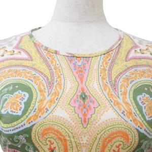 ETRO 美品 半袖 Ｔシャツ カットソー 総柄 スカラップ 42 L相当 オレンジ系 IBO58 X