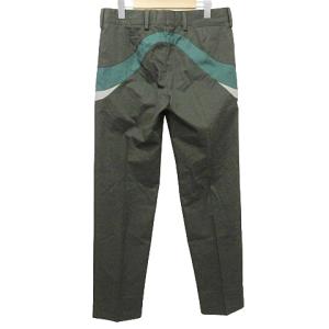 PRADA 美品 ライン パンツ スリム スラックス イタリア製 46 約Mサイズ カーキ IBO58