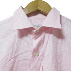 ETRO シャツ 長袖 ペイズリー柄 総柄 大きいサイズ 42 XL相当 ピンク IBO58 X