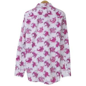 ETRO シャツ 長袖 ストライプ ペイズリー柄 41 L相当 ピンク系 IBO58 X