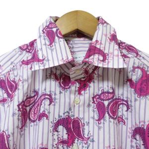 ETRO シャツ 長袖 ストライプ ペイズリー柄 41 L相当 ピンク系 IBO58 X
