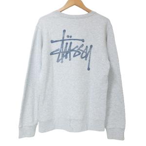 STUSSY トレーナー スウェット 長袖 ロゴ プリント 裏毛 M グレー IBO58 X