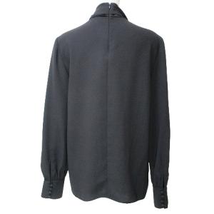 Theory 美品 20AW TIE NK BLOUSE ボウタイ ブラウス 長袖 プルオーバー S 無地 黒 ブラック X