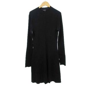Theory 美品 19AW ニットワンピース ネイビー リブ ウール ロングワンピース 黒 M