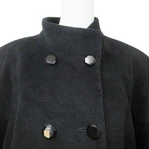 Leilian 美品 ロングコート ダブル スタンドカラー ウール 11 L相当 黒 ブラック ORG X