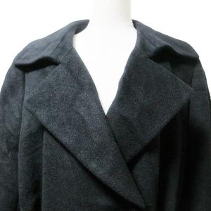 Leilian タグ付き アンゴラ ロングコート ウエストリボン 大きいサイズ 13＋ LL相当 黒 ブラック ORG X