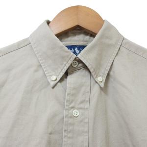 RALPH LAUREN ボタンダウン シャツ 長袖 BLAKE COTTON ポニー ワンポイント S ベージュ ORG X
