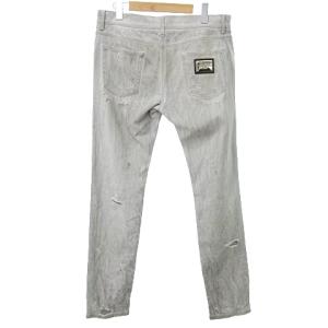 DOLCE&GABBANA 美品 デニム パンツ ダメージ加工 エイジング ウォッシュ ジーンズ ボトム GY07LD 00179 ジップフライ ストレッチ