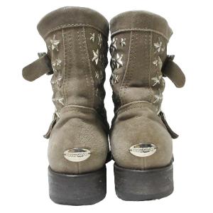 JIMMY CHOO エンジニア ショートブーツ スタッズ スター 星 スエード 37 約24cm グレー IBO58 X