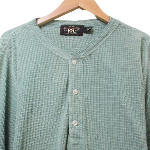 RRL 20ss ヘンリーネック ワッフル サーマル Tシャツ 長袖 カットソー ラルフローレン S P 緑 グリーン IBO58