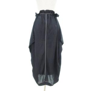 STELLA McCARTNEY 美品 LIGHT SILK CRAPE SKIRT ライトシルク クレープ スカート ひざ丈 38 Mサイズ 濃紺 ダークネイビー