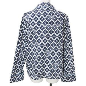 kate spade new york 美品 パジャマ セットアップ ルームウェア スペードフラワー 総柄 リボン XS 紺 白 IBO58 X