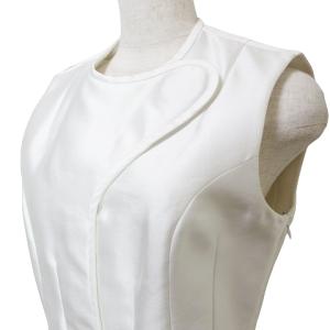 CARVEN ワンピース ひざ丈 ノースリーブ シルク混 無地 白 ホワイト 36 S相当 AA IBO58 X