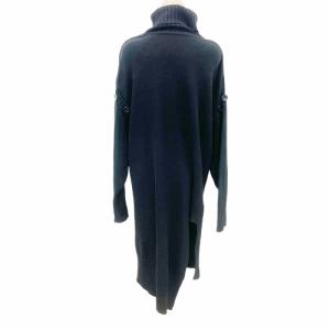 Ground Y 美品 20AW スラッシュタートルネックニット ワンピース ロング 長袖 ボタン 3 約Lサイズ 黒 ブラック